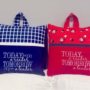 2 for $45.00 Reading Pillow with pocket and handle